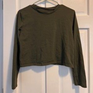 Olive Green Long Sleeve Crop Top